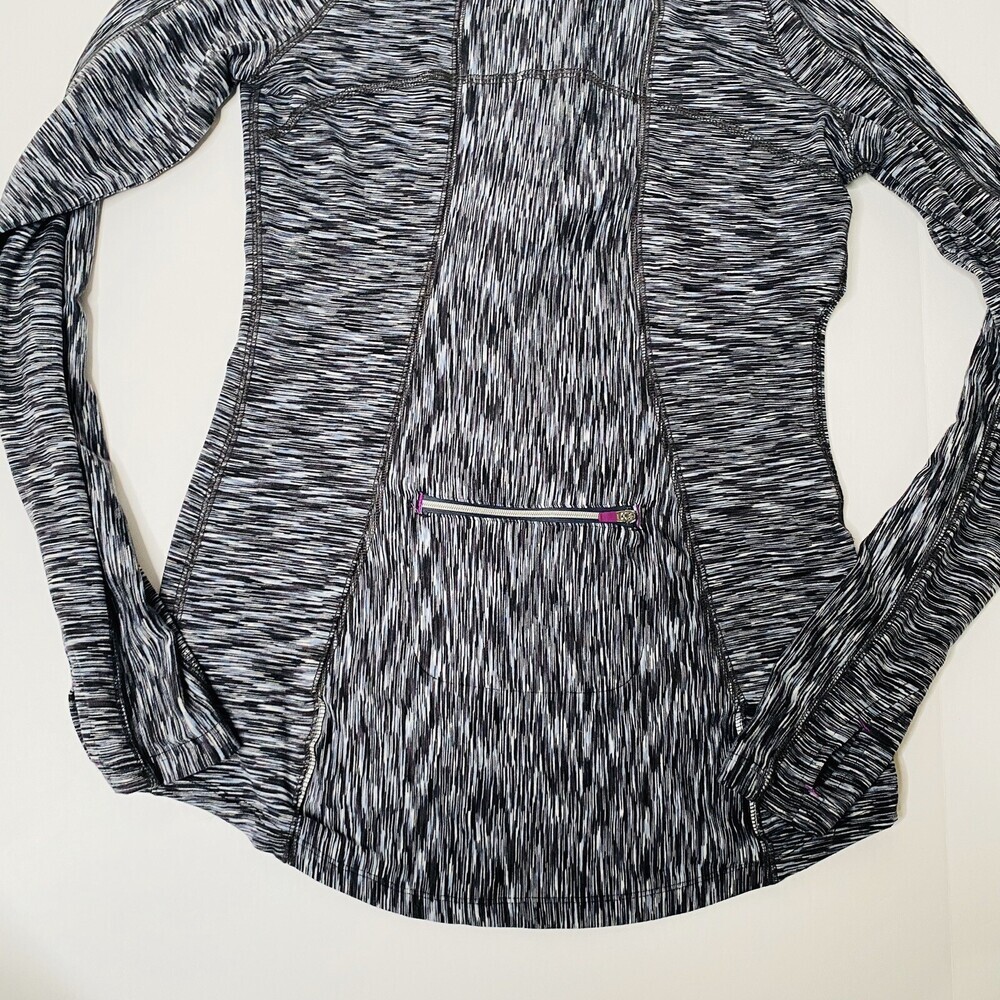 Athleta 1/4 zip Black White Space Dye Pull Over Activewear Long-Sleeve Size XXS - Picture 7 of 9